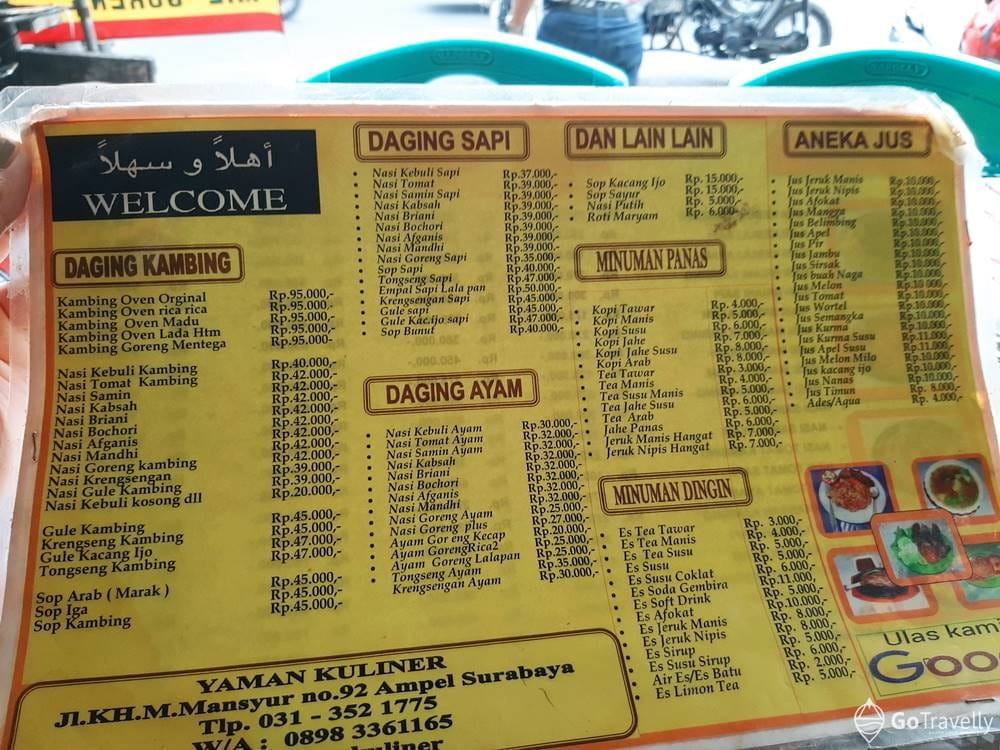 menu Yaman Kuliner Ampel